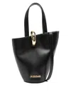 Jacquemus The Medium Bambola Asymmetric Leather Bucket Bag In Blue
