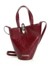 Jacquemus Trapezoidal Red Leather Handbag With Silver Detailing