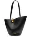 Jacquemus The Medium Bambola Asymmetric Leather Bucket Bag In Black