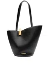 Jacquemus The Medium Bambola Asymmetric Leather Bucket Bag In Black
