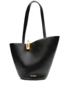 Jacquemus The Medium Bambola Asymmetric Leather Bucket Bag In Black