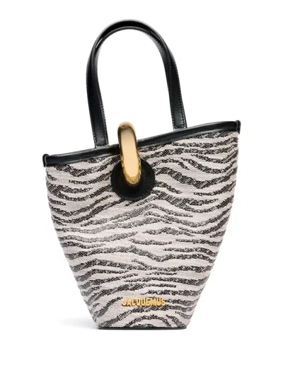 Jacquemus Le Petit Bambola Bucket Bag In Blackwhte