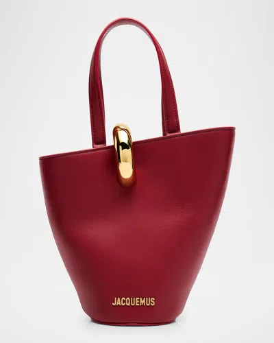 Jacquemus Le Petit Bambola Chain-link Leather Bucket Bag In Red