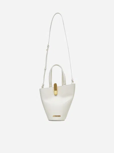 Jacquemus Le Petit Bambola Leather Top Handle Bag In Ivory