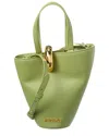 Jacquemus Le Petit Bambola Leather Bucket Bag In Green