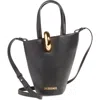 Jacquemus Le Petit Bambola Embellished Asymmetric Leather Tote In Black
