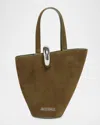 Jacquemus Le Petit Bambola Suede Shoulder Bag In Brown