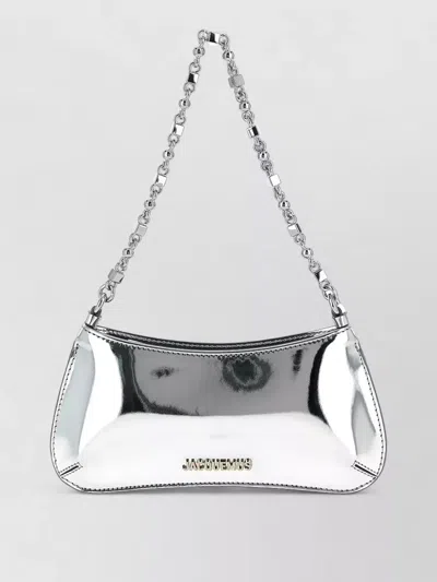 Jacquemus Le Petit Bisou Chain Rectangular Shoulder Bag In Metallic