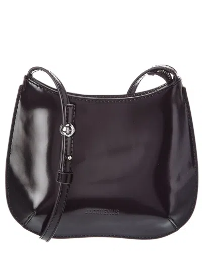 Jacquemus Le Petit Bisou Leather Shoulder Bag In Black