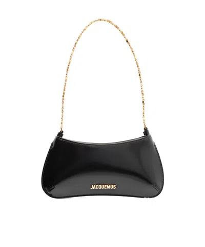 Jacquemus Le Petit Bisou Polished-leather Shoulder Bag In Black