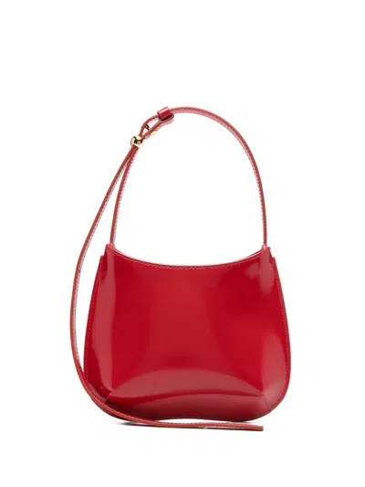 Jacquemus Le Petit Bisou Glossed Leather Shoulder Bag In Red