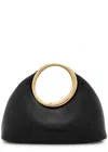 Jacquemus Lambskin Handbag With Circular Handle And Spacious Interior In Black