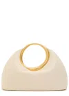 Jacquemus Curved Silhouette Smooth Finish Gold-tone Circular Handles In White