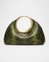 Jacquemus Le Petit Calino Snakeskin Printed Leather Top-handle Bag In Green