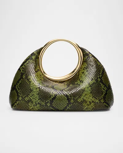 Jacquemus Le Petit Calino Snakeskin Printed Leather Top-handle Bag In Green