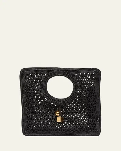 Jacquemus Le Petit Carre Raffia Top-handle Bag In Black