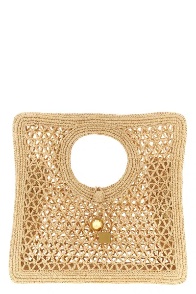 Jacquemus 'le Petit Carré Spiaggia' Handbag In Sand