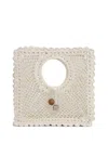 Jacquemus La Spiaggia Embellished Lace-raffia Bag In White