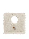 Jacquemus La Spiaggia Embellished Lace-raffia Bag In White