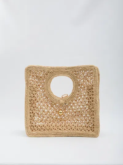 JACQUEMUS JACQUEMUS LE PETIT CARRE SPIAGGIA RAFIA HANDBAG