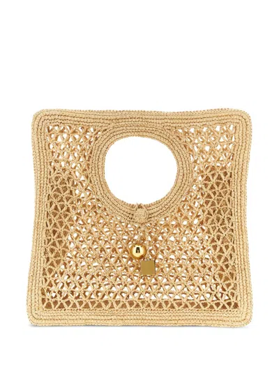 Jacquemus Le Petit Carre Spiaggia Rafia Handbag In Neutral