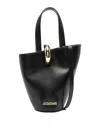 Jacquemus The Medium Bambola Asymmetric Leather Bucket Bag In Black