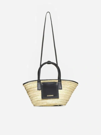 Jacquemus Le Petit Panier Soli Interwoven Tote Bag In Black