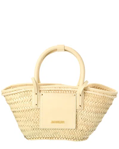 Jacquemus Le Petit Panier Soli Straw & Leather Tote