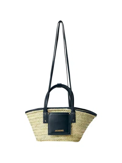 Jacquemus Le Petit Panier Soli Woven Tote Bag In Black