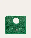 Jacquemus Le Petit Carre Spiaggia Raffia Tote Bag In Green