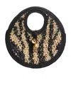 Jacquemus Le Petit Round Spiaggia Raffia Tote Bag In Black
