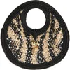 Jacquemus Le Petit Rond Spiaggia Raffia Handbag In Black
