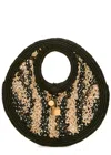 Jacquemus Le Petit Round Spiaggia Raffia Tote Bag In Black