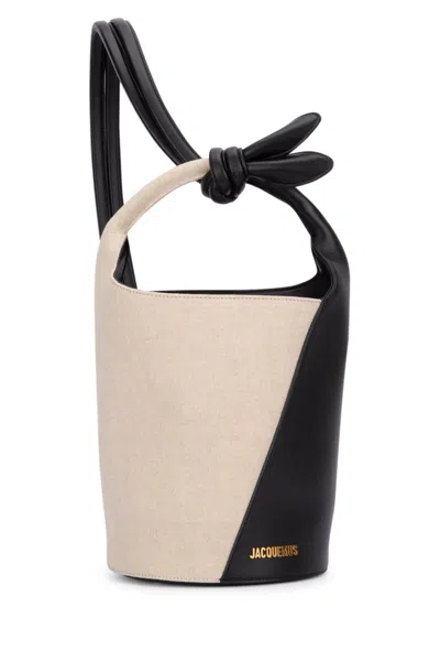 Jacquemus Blackwhite Le Petit Tourni Bucket Bag In Blacklightgreige