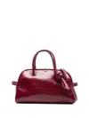 Jacquemus Le Petit Tourism In Shiny Vintage-finished Leather Bags In Burgundy