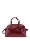 Jacquemus Le Petit Tourism In Shiny Vintage-finished Leather Bags In Burgundy