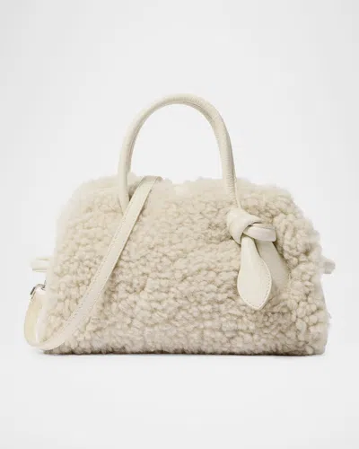 Jacquemus Le Petit Turismo Croc-embossed Suede Bowling Bag In White