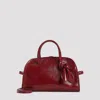 Jacquemus Le Petit Tourism In Shiny Vintage-finished Leather Bags In Burgundy