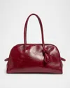 Jacquemus Le Petit Turismo Leather Top Handle Bowling Bag In Burgundy