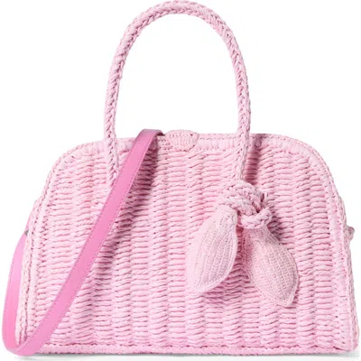 Jacquemus Le Petit Turismo Raffia Bowling Bag In Pink