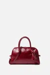 Jacquemus Le Petit Tourism In Shiny Vintage-finished Leather Bags In Red