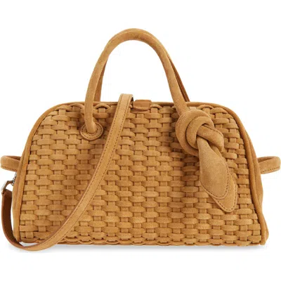 Jacquemus Le Petit Turismo Woven Suede Bowling Bag In Brown