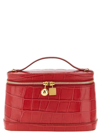 Jacquemus Le Petit Vanity Calfskin Leather Top Handle Bag In Red