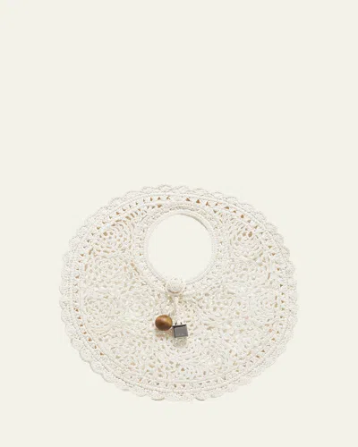 Jacquemus Le Petite Crochet Raffia Lace Top-handle Bag In White