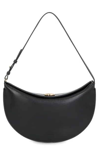 Jacquemus Le Petite Ovalo Leather Shoulder Bag In Black