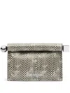 Jacquemus Small Rond Carré Python Print Leather Clutch In Nude & Neutrals