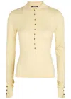 Jacquemus Le Polo Button-embellished Wool-blend Polo Top In Yellow