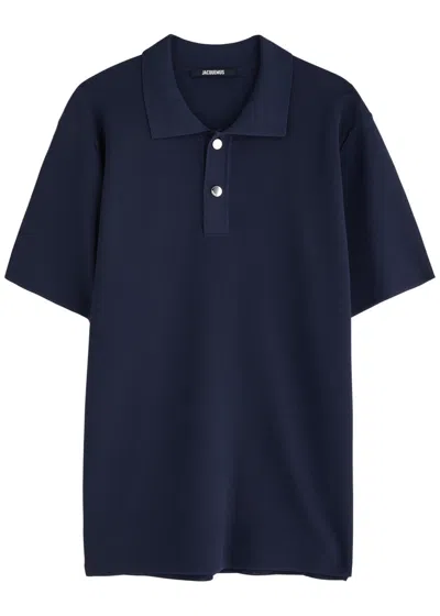 Jacquemus Le Polo Maille Knitted Polo Shirt In Blue