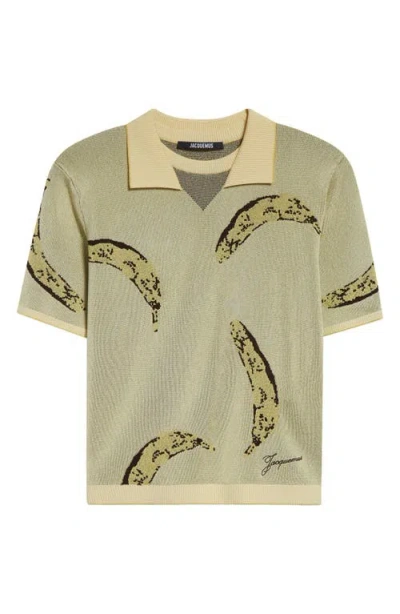 Jacquemus Le Polo Marino Jacquard Polo In Banana Jacquard Yellow
