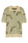Jacquemus Crew Neck Graphic Print Polo Shirt In Banana Jacquard Yellow